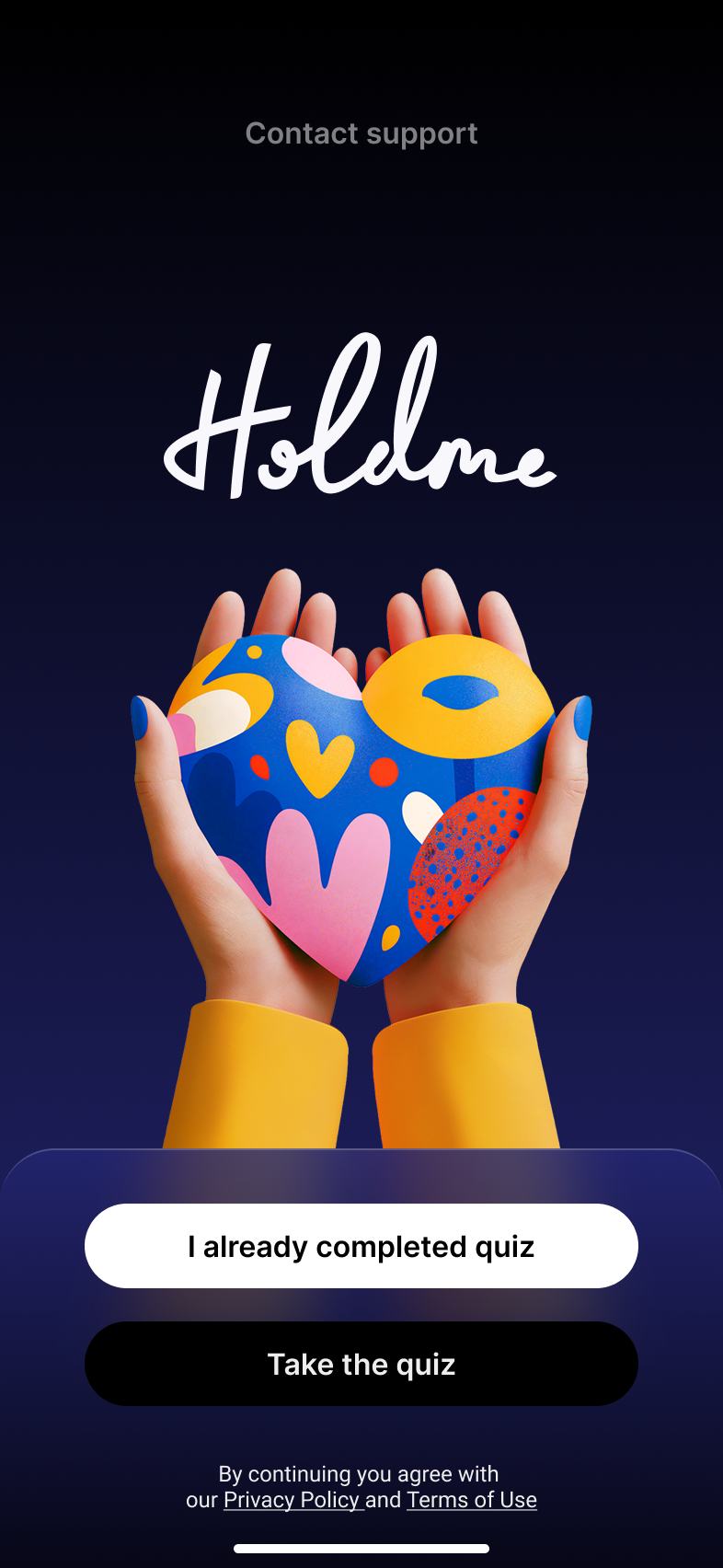 Holdme app — splash screen